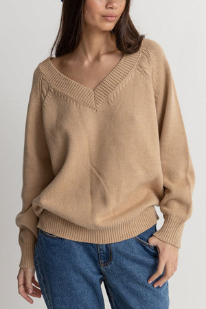 Rhythm Moonstone Oversized V Neck Latte