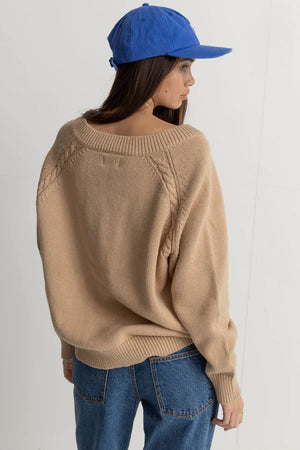 Rhythm Moonstone Oversized V Neck Latte
