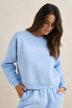 Rhythm Slouchy Crew Neck Fleece Sky
