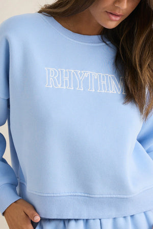 Rhythm Slouchy Crew Neck Fleece Sky