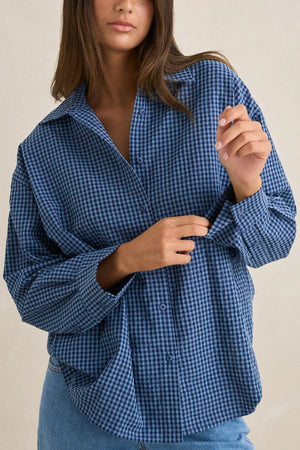 Rhythm Serene Oversized Long Sleeve Shirt Indigo