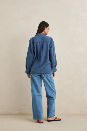 Rhythm Serene Oversized Long Sleeve Shirt Indigo