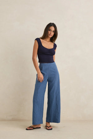 Rhythm Louise Wide Leg Pant Indigo