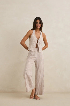 Rhythm Louise Wide Leg Pant Tan