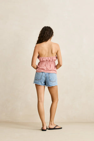 Rhythm Kirra Check Strapless Top Pink