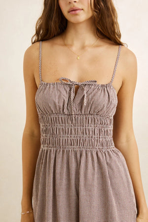 Rhtyhm London Check Midi Dress Chocolate