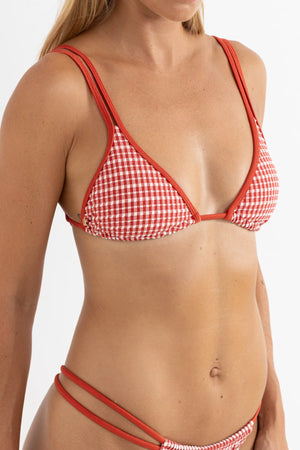Rhythm Lola check Double Strap Slide Tri Top Fire