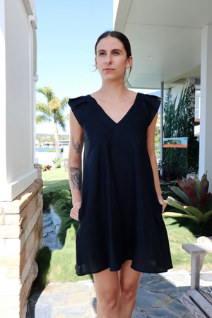 Eb & Ive Nala Short linen Dress black