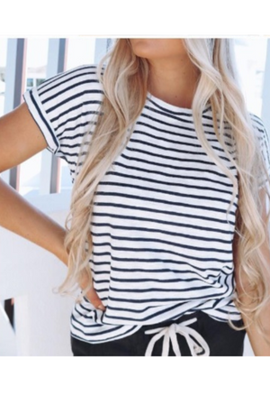 Little Lies Oscar Stripe Tee Navy