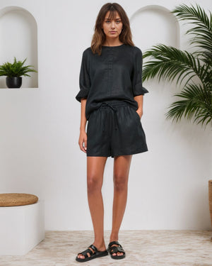 Mutig Linen Blend Shorts Black