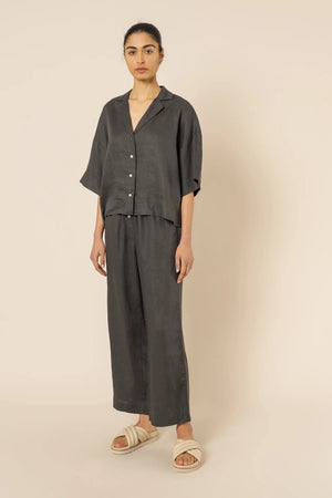 Nude Lucy Lounge Linen Crop Pant Coal