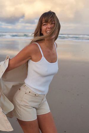 Rhythm Yumi Knit Top White