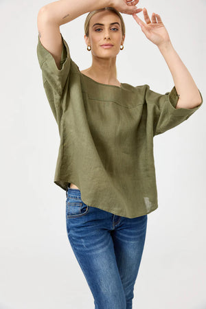 Eb & Ive Studio Relaxed Top Khaki
