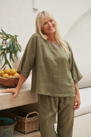 Eb & Ive Studio Relaxed Top Khaki