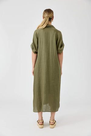 Eb & Ive Studio Shirt Dress Khaki