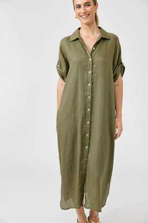 Eb & Ive Studio Shirt Dress Khaki