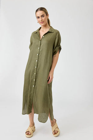 Eb & Ive Studio Shirt Dress Khaki