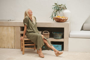 Eb & Ive Studio Shirt Dress Khaki