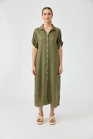 Eb & Ive Studio Shirt Dress Khaki