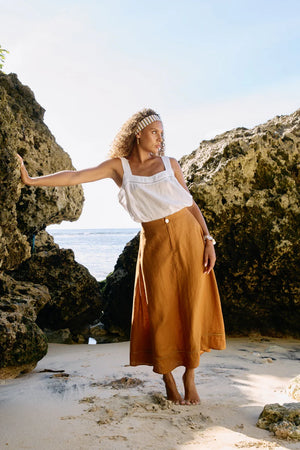 Eb & Ive Miramar Maxi Skirt Caramel