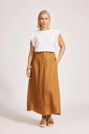 Eb & Ive Miramar Maxi Skirt Caramel