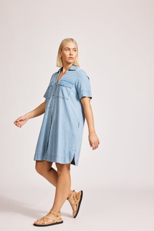 Eb & Ive Melenia Denim Shirt Dress Denim