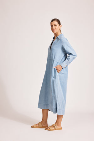 Eb & Ive Melenia Denim Collared Dress Denim