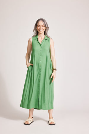 Eb & Ive Alesia Sleeveless Shirt Dress Jade