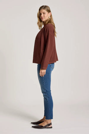 Eb & Ive Samira Crop Cardigan Mahogany