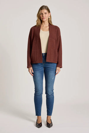 Eb & Ive Samira Crop Cardigan Mahogany