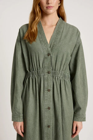 Eb & Ive Bodhi Denim Dress Olive