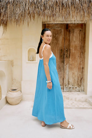 Eb & Ive Maris Splice Tank Maxi Dress Marine / White