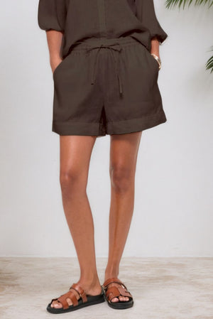 Mutig Linen Blend Shorts Brown