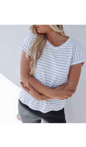 Little Lies Oscar Stripe Tee Cloud
