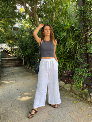 Soul Sparrow Linen Pants White