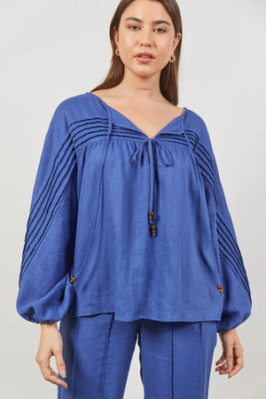 Isle Of Mine Panorama Tuck Blouse Azure