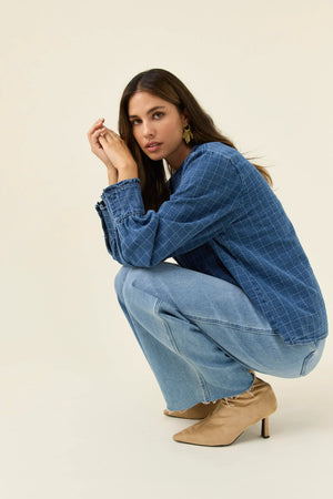 Isle Of Mine Sloane Denim Frill Shirt Check