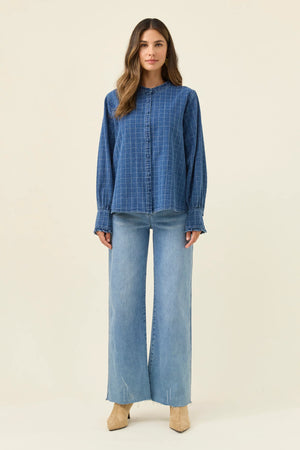 Isle Of Mine Sloane Denim Frill Shirt Check