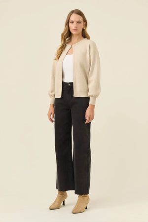 Isle Of Mine Nell Pearl Cardigan Stone