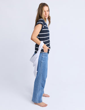 Foxwood Manly Stripe Tee Navy/White