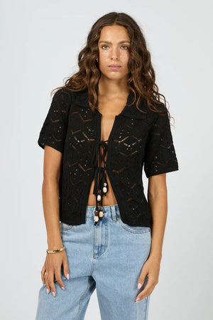 Silent Theory Nina Crochet Top Black