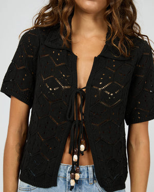 Silent Theory Nina Crochet Top Black