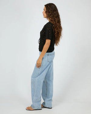 Silent Theory Nina Crochet Top Black