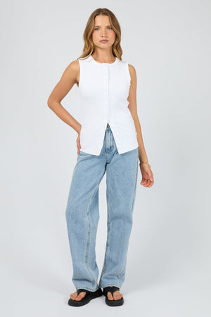 Silent Theory Button Up Tank White