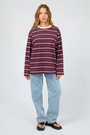 Silent Theory Stripe Long Sleeve Tee Cherry