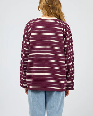 Silent Theory Stripe Long Sleeve Tee Cherry