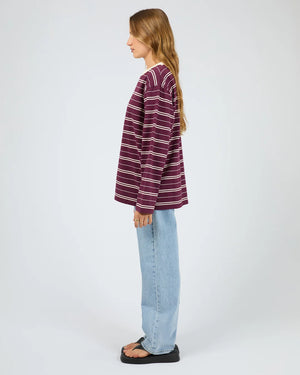 Silent Theory Stripe Long Sleeve Tee Cherry