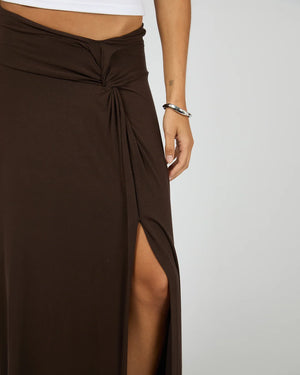Silent Theory Twist Detail Maxi Skirt Chocolate