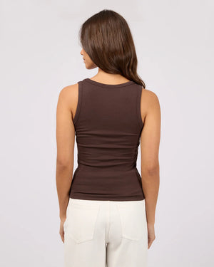 Silent Theory Luxe Rib Vee Tank Chocolate