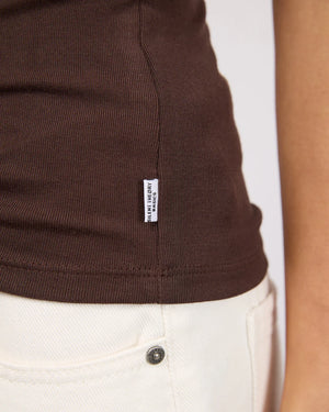 Silent Theory Luxe Rib Vee Tank Chocolate